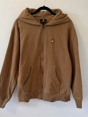 Teddy Fresh Brown Full-Zip Hoodie with Teddy Patch and Bear Ears size large